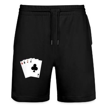 Ass-Spielkarten - Stanley/Stella Unisex Bio Joggingshorts Trainer  - Schwarz - Vorne - Nik (191cm) & Marisol (170cm)