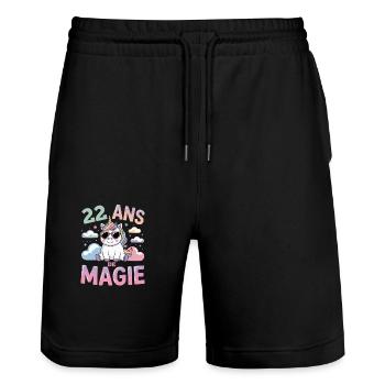 22 ans de magie - Short de jogging bio TRAINER Stanley/Stella unisexe - noir - Devant - Nik (191cm) & Marisol (170cm)