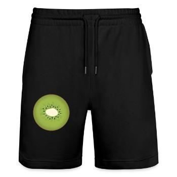 Kiwi-Schnitte - Stanley/Stella Unisex Bio Joggingshorts Trainer  - Schwarz - Vorne - Nik (191cm) & Marisol (170cm)