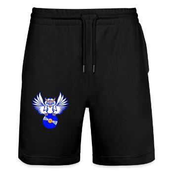 DJ Eule Vinyl Platte Schallplatte Musik Club Party - Stanley/Stella Unisex Bio Joggingshorts Trainer  - Schwarz - Vorne - Nik (191cm) & Marisol (170cm)