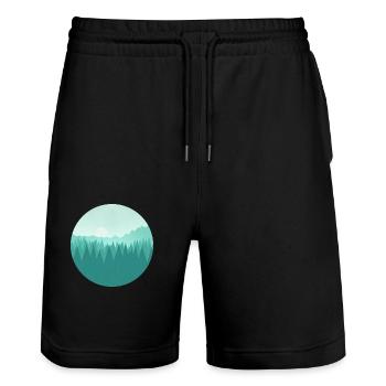 Berglandschaft - Stanley/Stella Unisex Bio Joggingshorts Trainer  - Schwarz - Vorne - Nik (191cm) & Marisol (170cm)