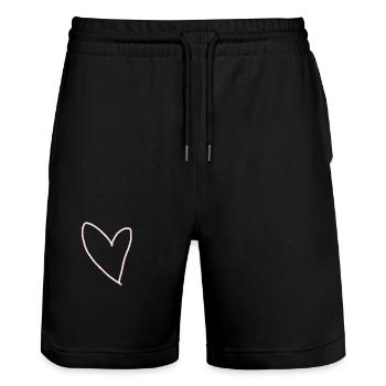 Herz rosa Geschenkidee Liebe verliebt - Stanley/Stella Unisex Bio Joggingshorts Trainer  - Schwarz - Vorne - Nik (191cm) & Marisol (170cm)