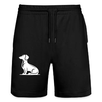 Simple Dog Motif Hunting Dog Silhouette - Stanley/Stella Trainer Unisex Organic Jogging Shorts - black - Front - Nik (191cm) & Marisol (170cm)