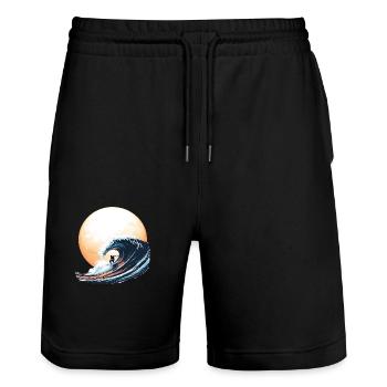 Surfing In The Sun - Stanley/Stella Unisex Bio Joggingshorts Trainer  - Schwarz - Vorne - Nik (191cm) & Marisol (170cm)