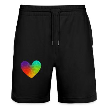 Herz heart Liebe - Stanley/Stella Unisex Bio Joggingshorts Trainer  - Schwarz - Vorne - Nik (191cm) & Marisol (170cm)