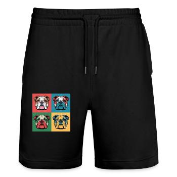 Un bulldog avec un style pop art - Short de jogging bio TRAINER Stanley/Stella unisexe - noir - Devant - Nik (191cm) & Marisol (170cm)