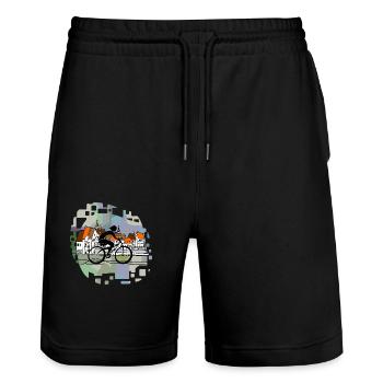 Cyclist - Stanley/Stella Trainer Unisex Organic Jogging Shorts - black - Front - Nik (191cm) & Marisol (170cm)