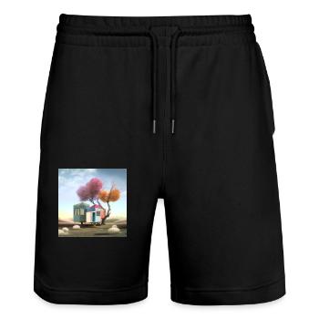 kleines verwunschenes Baumhaus Einsamkeit surreal - Stanley/Stella Unisex Bio Joggingshorts Trainer  - Schwarz - Vorne - Nik (191cm) & Marisol (170cm)