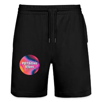 POTSitive Vibes bunter Hintergrund Wellen - Stanley/Stella Unisex Bio Joggingshorts Trainer  - Schwarz - Vorne - Nik (191cm) & Marisol (170cm)