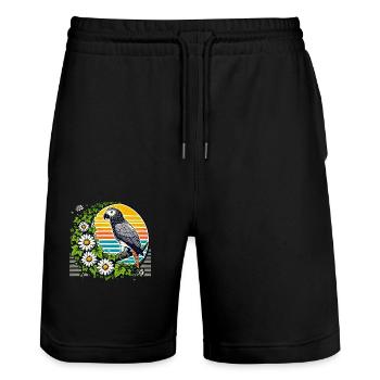 Perroquet gris d’Afrique - Short de jogging bio TRAINER Stanley/Stella unisexe - noir - Devant - Nik (191cm) & Marisol (170cm)