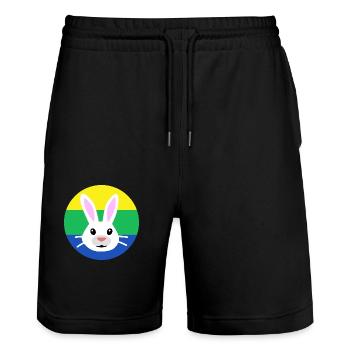 Bunny Face Flag | ~NU relations | Vector - Stanley/Stella Trainer Unisex Organic Jogging Shorts - black - Front - Nik (191cm) & Marisol (170cm)