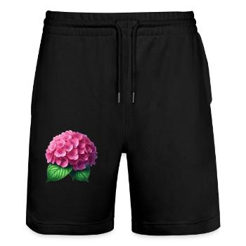 Hydrangea pink - Stanley/Stella Trainer Unisex Organic Jogging Shorts - black - Front - Nik (191cm) & Marisol (170cm)