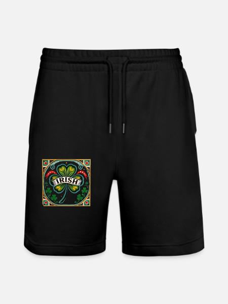 Retro-Irisch - Stanley/Stella Unisex Bio Joggingshorts Trainer - Schwarz