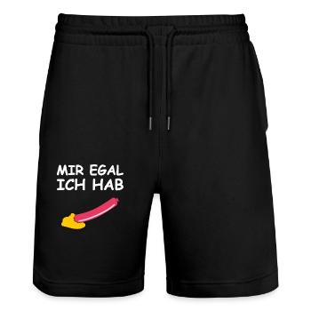 Je m’en fiche, j’ai un saucisson - Short de jogging bio TRAINER Stanley/Stella unisexe - noir - Devant - Nik (191cm) & Marisol (170cm)