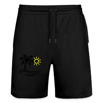 Palm Tree Beach Summer - Stanley/Stella Trainer Unisex Organic Jogging Shorts - black - Front - Nik (191cm) & Marisol (170cm)