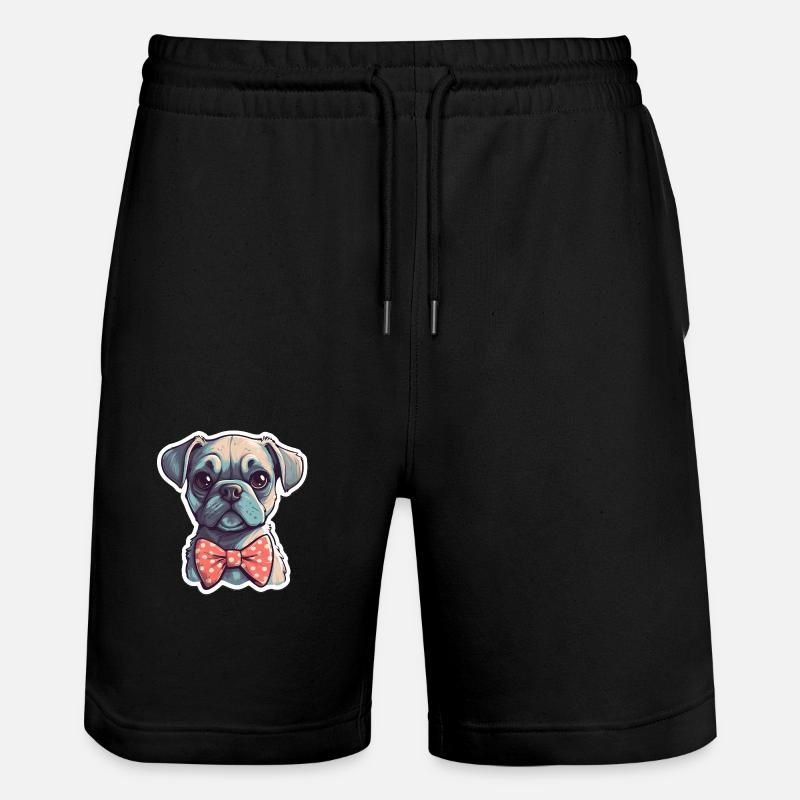 Ein süßer Hund mit Fliege - Stanley/Stella Unisex Bio Joggingshorts Trainer  - Schwarz