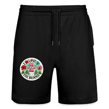 J’adore les haricots - Short de jogging bio TRAINER Stanley/Stella unisexe - noir - Devant - Nik (191cm) & Marisol (170cm)