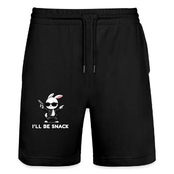 I'll Be Snack Kawaii Bunny Actionfilm Lustige Parodie - Stanley/Stella Unisex Bio Joggingshorts Trainer  - Schwarz - Vorne - Nik (191cm) & Marisol (170cm)