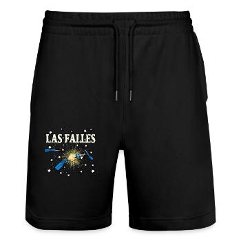 Falles Truenos - Stanley/Stella Trainer Unisex Organic Jogging Shorts - black - Front - Nik (191cm) & Marisol (170cm)