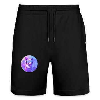 Neon-Doggo mit Beats Sonnenbrille Cyberpunk Retro - Stanley/Stella Unisex Bio Joggingshorts Trainer  - Schwarz - Vorne - Nik (191cm) & Marisol (170cm)