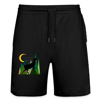 Hirsch - Stanley/Stella Unisex Bio Joggingshorts Trainer  - Schwarz - Vorne - Nik (191cm) & Marisol (170cm)
