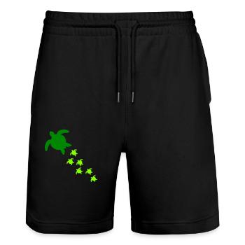 Water turtle family kids cute mom dad - Stanley/Stella Trainer Unisex Organic Jogging Shorts - black - Front - Nik (191cm) & Marisol (170cm)