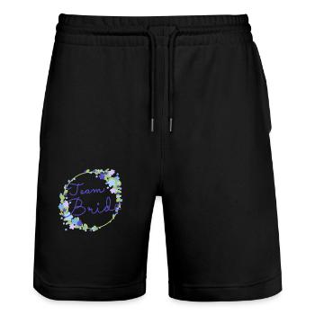 Team Bride /Team Braut - Stanley/Stella Unisex Bio Joggingshorts Trainer  - Schwarz - Vorne - Nik (191cm) & Marisol (170cm)