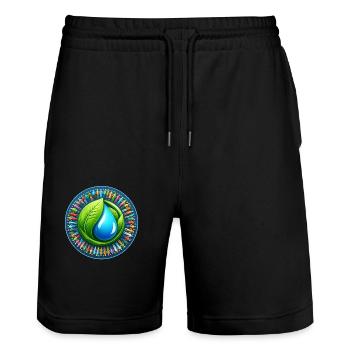 Logo Nature et Environnement - Short de jogging bio TRAINER Stanley/Stella unisexe - noir - Devant - Nik (191cm) & Marisol (170cm)