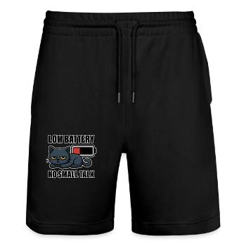 Low Battery No Small Talk – Funny Tired Cat - Stanley/Stella Trainer Unisex Organic Jogging Shorts - black - Front - Nik (191cm) & Marisol (170cm)