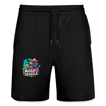 Muggaseggele - Short de jogging bio TRAINER Stanley/Stella unisexe - noir - Devant - Nik (191cm) & Marisol (170cm)