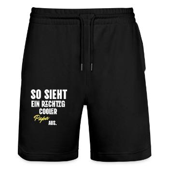 Dad Funny Dear Dad Gifts for Birthday - Stanley/Stella Trainer Unisex Organic Jogging Shorts - black - Front - Nik (191cm) & Marisol (170cm)