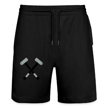 doubles marteaux de massue croisés - Short de jogging bio TRAINER Stanley/Stella unisexe - noir - Devant - Nik (191cm) & Marisol (170cm)