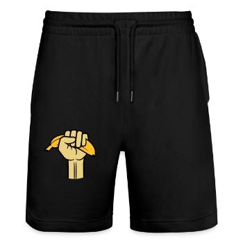 faust banane fruits délicieux faim manger saine main - Short de jogging bio TRAINER Stanley/Stella unisexe - noir - Devant - Nik (191cm) & Marisol (170cm)