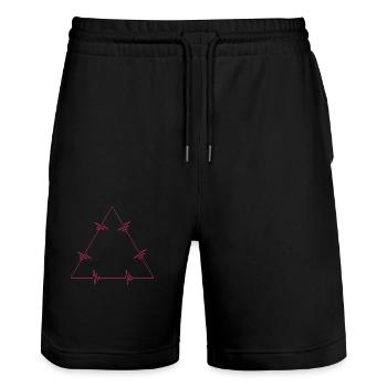 Triangle heartbeat pink - Stanley/Stella Trainer Unisex Organic Jogging Shorts - black - Front - Nik (191cm) & Marisol (170cm)