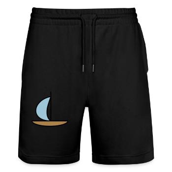 Segelboot - Stanley/Stella Unisex Bio Joggingshorts Trainer  - Schwarz - Vorne - Nik (191cm) & Marisol (170cm)