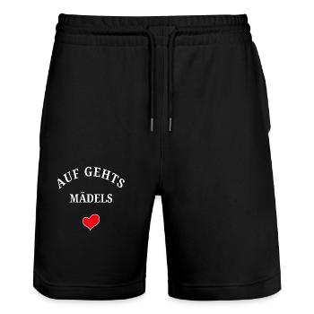 Auf Gehts Mädels - Stanley/Stella Unisex Bio Joggingshorts Trainer  - Schwarz - Vorne - Nik (191cm) & Marisol (170cm)