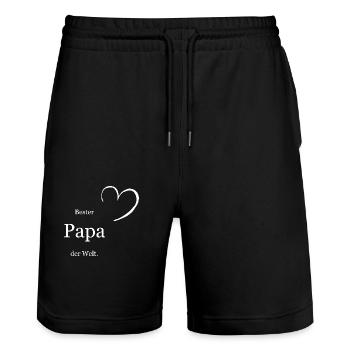 Bester Papa der Welt - Stanley/Stella Unisex Bio Joggingshorts Trainer  - Schwarz - Vorne - Nik (191cm) & Marisol (170cm)