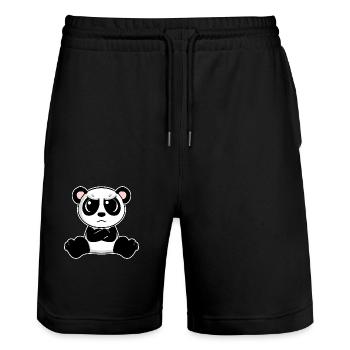 Niedlicher Panda ist genervt - Stanley/Stella Unisex Bio Joggingshorts Trainer  - Schwarz - Vorne - Nik (191cm) & Marisol (170cm)