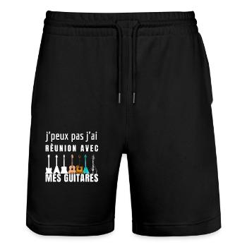 Cadeau Guitare - Short de jogging bio TRAINER Stanley/Stella unisexe - noir - Devant - Nik (191cm) & Marisol (170cm)