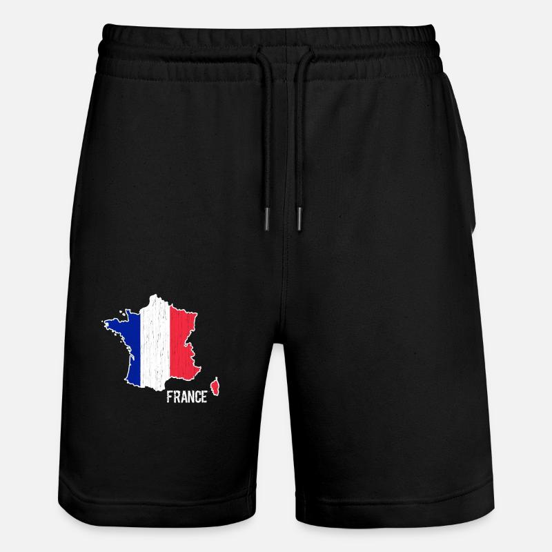 France Flag Map Outline - Stanley/Stella Trainer Unisex Organic Jogging Shorts - black