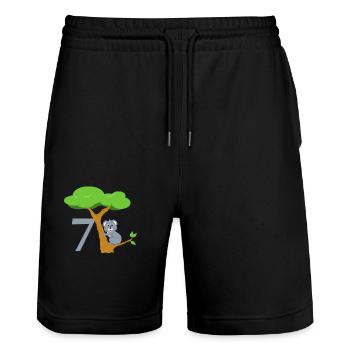 Niedlicher Koala Bär mit Baum - 7. Geburtstag - Stanley/Stella Unisex Bio Joggingshorts Trainer  - Schwarz - Vorne - Nik (191cm) & Marisol (170cm)