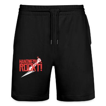 Handwerk rockt - Stanley/Stella Unisex Bio Joggingshorts Trainer  - Schwarz - Vorne - Nik (191cm) & Marisol (170cm)