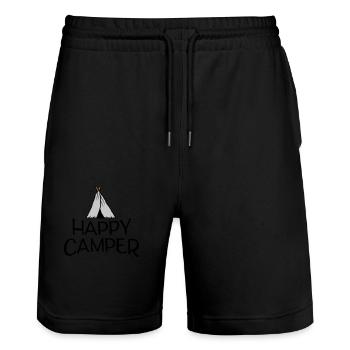 Happy Camper Primitives Zelt - Stanley/Stella Unisex Bio Joggingshorts Trainer  - Schwarz - Vorne - Nik (191cm) & Marisol (170cm)