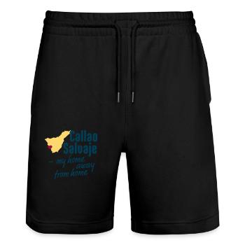 Callao Salvaje ma maison loin de chez moi - Short de jogging bio TRAINER Stanley/Stella unisexe - noir - Devant - Nik (191cm) & Marisol (170cm)