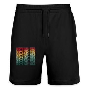 Anniversaire Fille Groovy Rétro Vintage Anniversaire - Short de jogging bio TRAINER Stanley/Stella unisexe - noir - Devant - Nik (191cm) & Marisol (170cm)