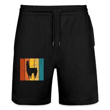 Lama cadeau Vintage - Short de jogging bio TRAINER Stanley/Stella unisexe - noir - Devant - Nik (191cm) & Marisol (170cm)