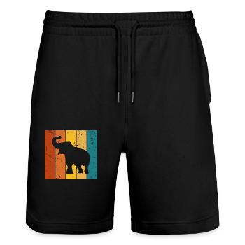 Éléphant cadeau Vintage - Short de jogging bio TRAINER Stanley/Stella unisexe - noir - Devant - Nik (191cm) & Marisol (170cm)