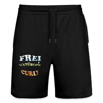 Frei Natürlich Curly - Stanley/Stella Unisex Bio Joggingshorts Trainer  - Schwarz - Vorne - Nik (191cm) & Marisol (170cm)