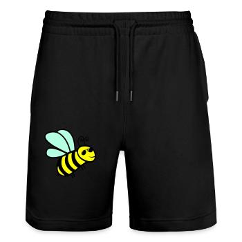 biene cool - Stanley/Stella Unisex Bio Joggingshorts Trainer  - Schwarz - Vorne - Nik (191cm) & Marisol (170cm)