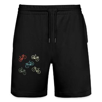 Bike Gift Cycling Race Retro - Stanley/Stella Trainer Unisex Organic Jogging Shorts - black - Front - Nik (191cm) & Marisol (170cm)